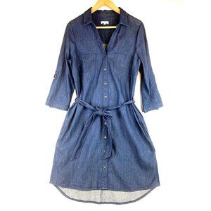 Reitmans Women's Petite Denim Like Shirt Dress in Dark Blue Size M